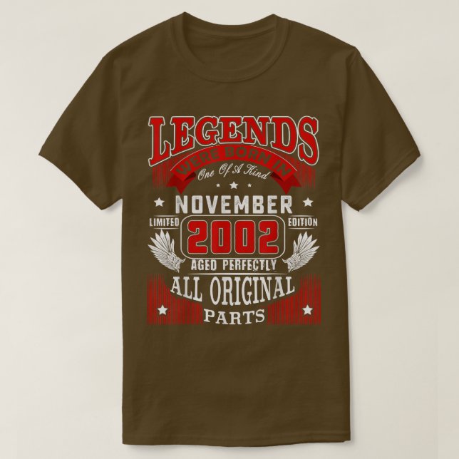 20th Birthday Tee Legends Born In November 2002 20 (Design Front)