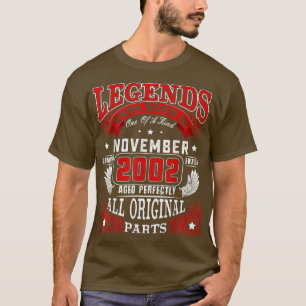 20th Birthday Tee Legends Born In November 2002 20