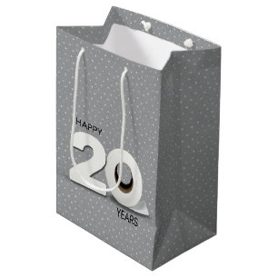 20th Birthday Toilet Paper Roll on Pin Dots Medium Gift Bag