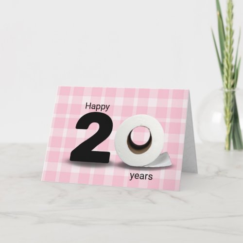 20th birthday toilet paper roll on plaid card