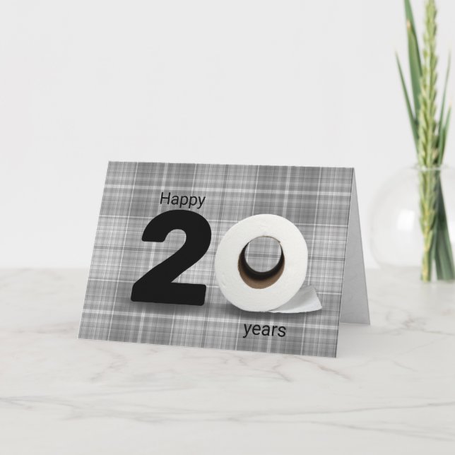 20th birthday toilet paper roll on plaid card (Front)