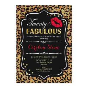 20th Birthday - Twenty Fabulous Leopard Print Invitation