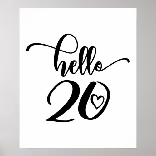 20th Birthday Women Hello 20 Cute 20 Years Old Poster