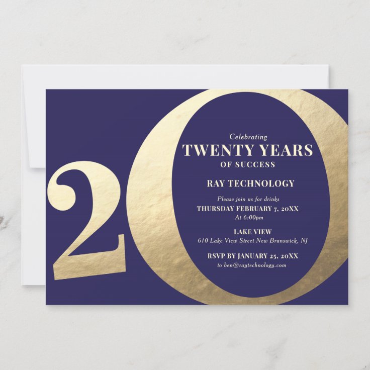 20th Business Anniversary Invitation | Zazzle