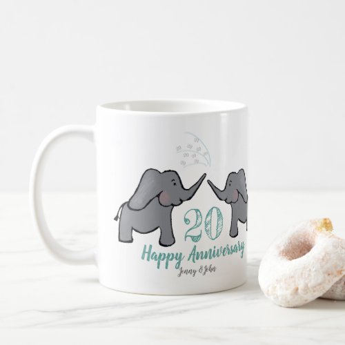 20th china wedding anniversary cute elephant coffee mug