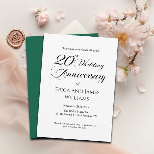 20th China Wedding Anniversary Elegant Script Invitation