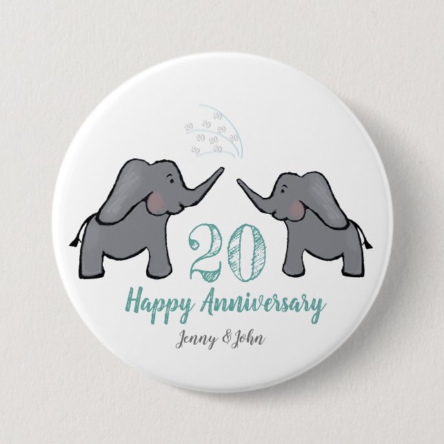 20th china wedding anniversary elephant button (Front)
