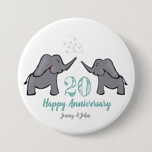 20th china wedding anniversary elephant button