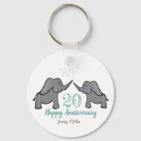 20th china wedding anniversary elephant key ring