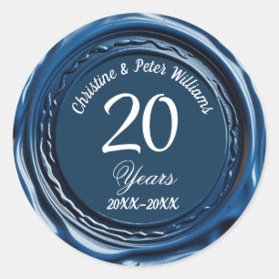 20th China Wedding Blue Wax Seal Sticker