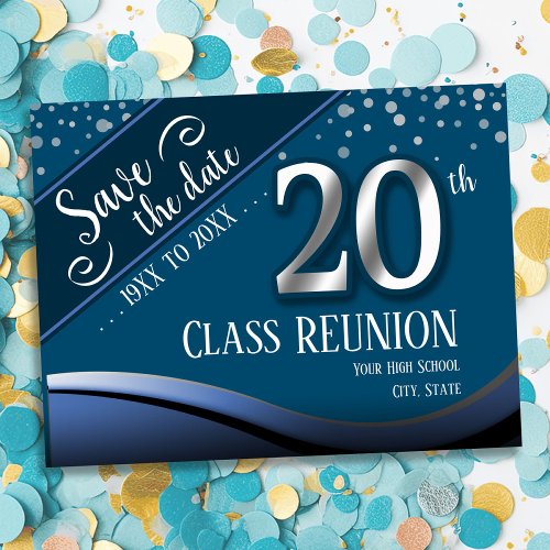 20th Class Reunion Elegant Blue Announcement