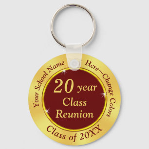 20th Class Reunion Ideas, Any YEAR, COLOR, Maroon Keychain