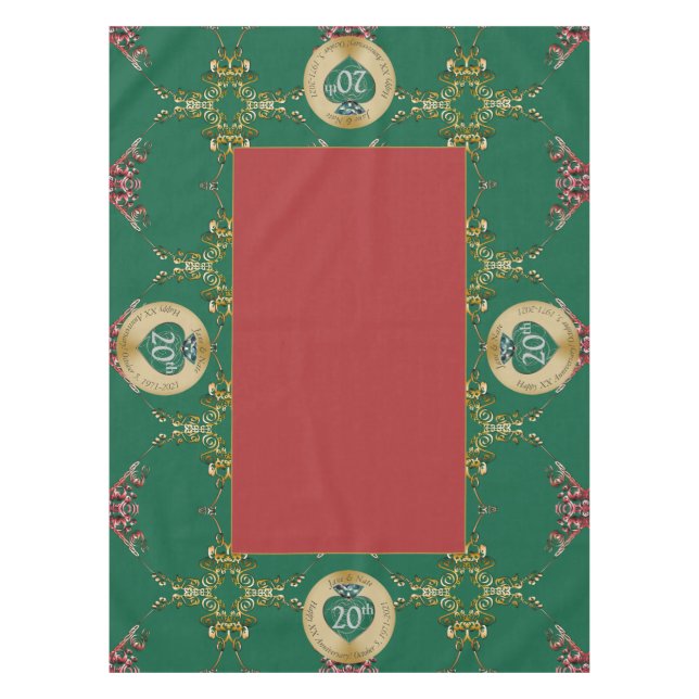 20th Emerald/Any Wedding Anniversary Tablecloth (Front)
