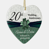 20th Emerald Wedding Anniversary Keepsake Design Ornament