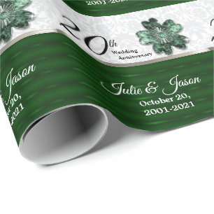 20th Emerald Green Anniversary DIY Text Wrapping Paper