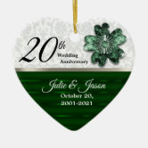 20th Emerald Wedding Anniversary Keepsake Design Ornament