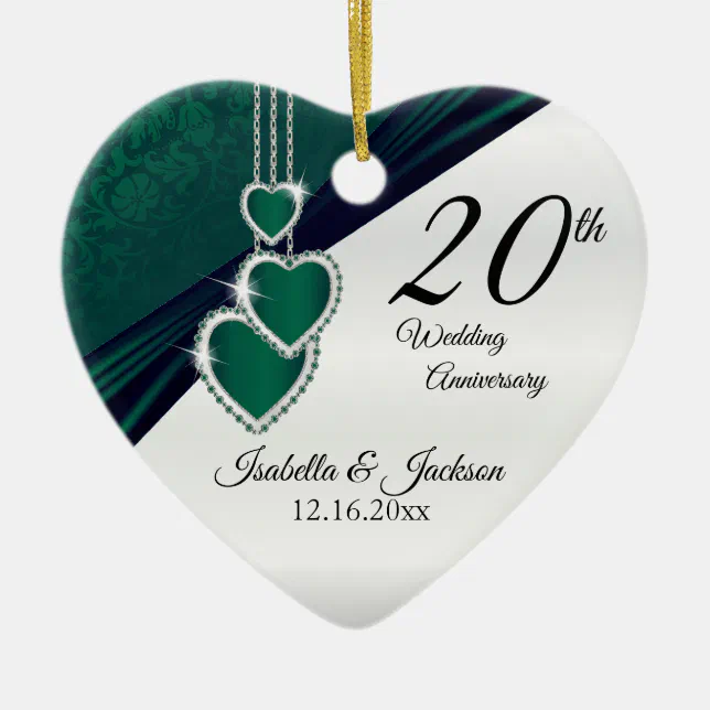 20th Emerald Green Wedding Anniversary Ceramic Ornament | Zazzle