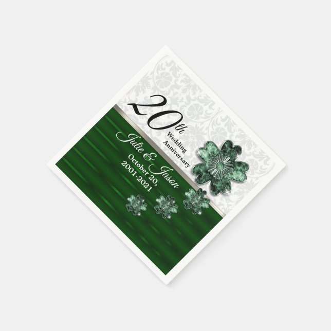 20th Emerald Jewel Wedding Anniversary Napkins (Corner)