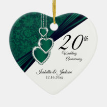 20th Emerald Photo Wedding Anniversary with Photo Ceramic Ornament