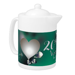 20th Emerald Porcelain Wedding Anniversary 1 Photo Teapot