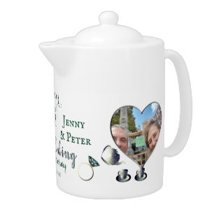 20th Emerald Porcelain Wedding Anniversary 1 Photo Teapot