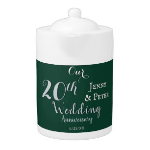 20th Emerald Porcelain Wedding Anniversary Teapot