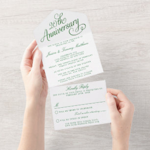 20th Emerald Wedding Anniversary All In One Invitation