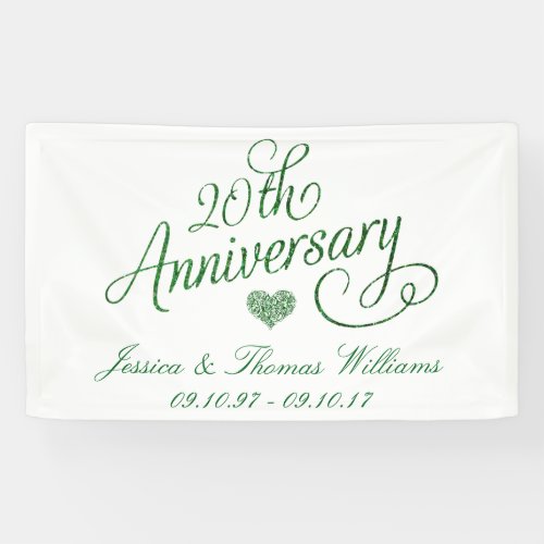 20th Emerald Wedding Anniversary Banner