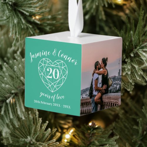 20th Emerald Wedding Anniversary custom photo Cube Cube Ornament