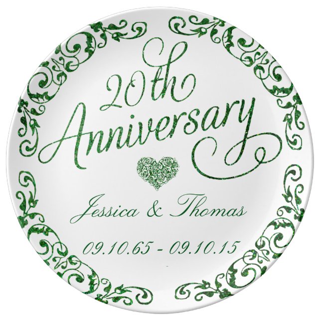 20th Emerald Wedding Anniversary Decorative Plate (Front)