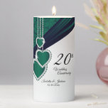 20th Emerald Wedding Anniversary Design 2 Pillar Candle<br><div class="desc">🥇AN ORIGINAL COPYRIGHT ART DESIGN by Donna Siegrist ONLY AVAILABLE ON ZAZZLE! Pillar Candle. 20th Emerald Wedding Anniversary Design ready for you to personalize. Works great for other occasions or events by simple changing the text. ✔NOTE: ONLY CHANGE THE TEMPLATE AREAS NEEDED! 😀 If needed, you can remove the text...</div>