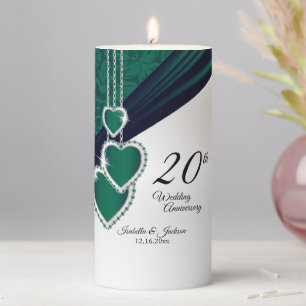 20th Emerald Wedding Anniversary Design 2 Pillar Candle