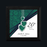 20th Emerald Wedding Anniversary Design Keepsake Box<br><div class="desc">🥇AN ORIGINAL COPYRIGHT ART DESIGN by Donna Siegrist ONLY AVAILABLE ON ZAZZLE! 20th Wedding Anniversary Design Gift Box ready for you to personalize. ✔NOTE: ONLY CHANGE THE TEMPLATE AREAS NEEDED! 😀 If needed, you can remove the text and start fresh adding whatever text and font you like. 📌If you need...</div>