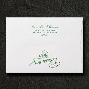 20th Emerald Wedding Anniversary Envelope