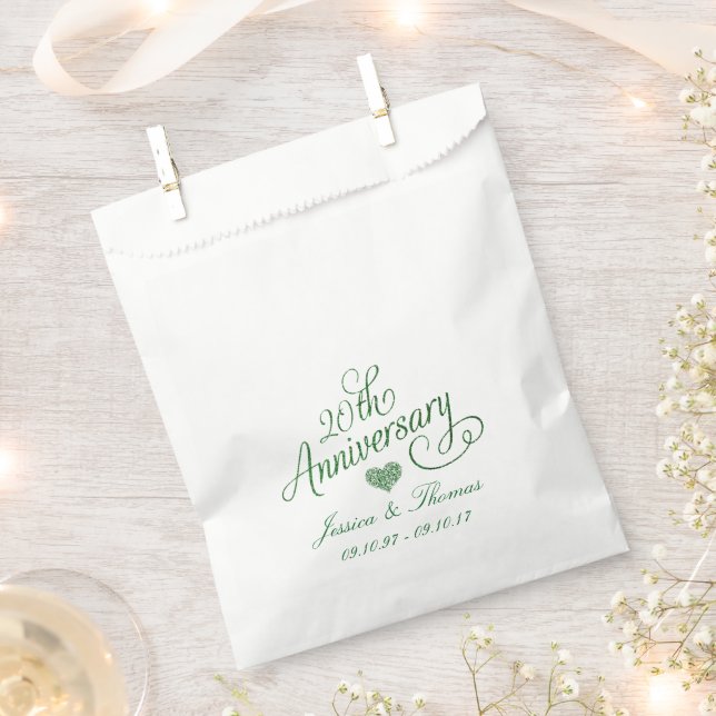 20th Emerald Wedding Anniversary Favor Bag (Clipped)