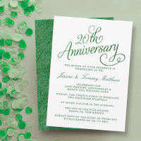 20th Emerald Wedding Anniversary Invitations