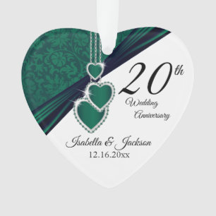 20th Emerald Wedding Anniversary Keepsake Design Ornament