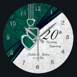 20th Emerald Wedding Anniversary Keepsake Large Clock<br><div class="desc">⭐⭐⭐⭐⭐ 5 Star Review. 🥇AN ORIGINAL COPYRIGHT ART DESIGN by Donna Siegrist ONLY AVAILABLE ON ZAZZLE! Personalize Clock. 20th Emerald Wedding Anniversary Keepsake ready for you to personalize. This design can be changed for other occasions or events such as a birthday, years of service or everyday use with the family...</div>