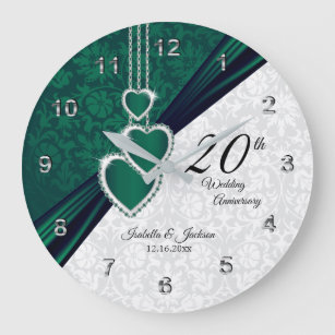 20th Emerald Wedding Anniversary Keepsake Large Clock