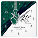 20th Emerald Wedding Anniversary Keepsake Square Wall Clock 20th Emerald Wedding Anniversary Keepsake Square Wall Clock