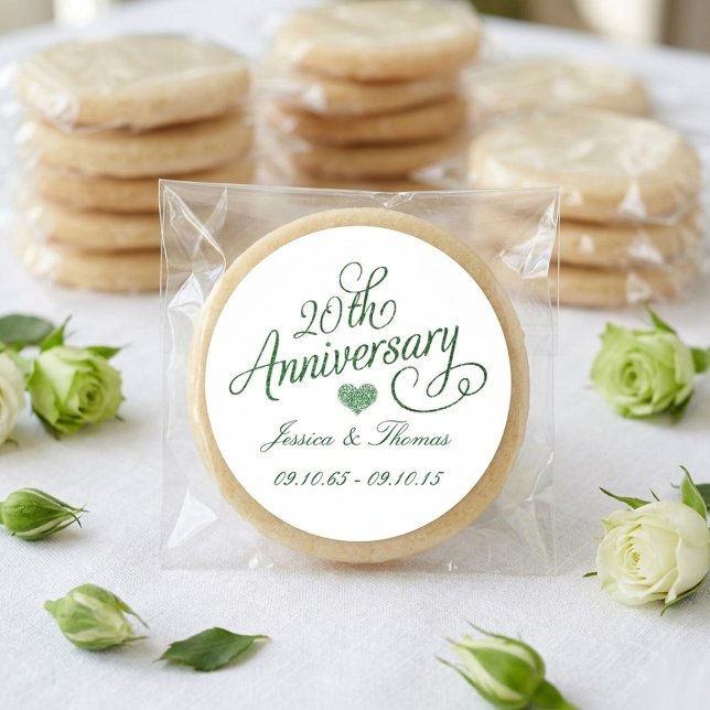 20th Emerald Wedding Anniversary Paper Plates Classic Round Sticker (Creator Uploaded)