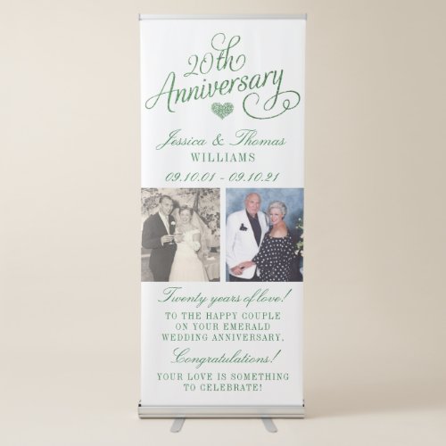 20th Emerald Wedding Anniversary Retractable Banner