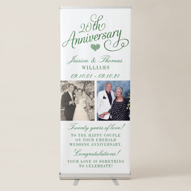 20th Emerald Wedding Anniversary Retractable Banner (Front)