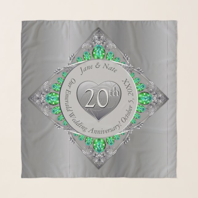 20th Emerald Wedding Anniversary Scarf (Front)
