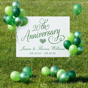 20th Emerald Wedding Anniversary Sign