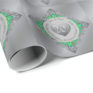 20th Emerald Wedding Anniversary Wrapping Paper