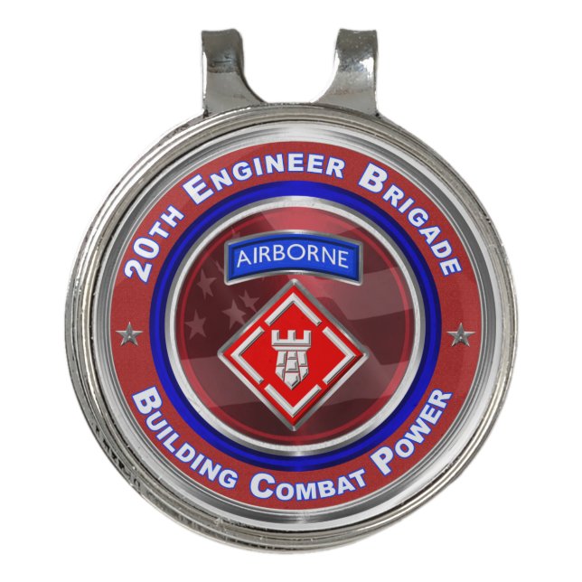 20th Engineer Brigade Airborne  Golf Hat Clip (Front)