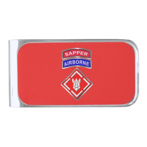 20th Engineer Brigade_Airborne Sapper Silver Finish Money Clip