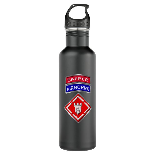 20th Engineer Brigade-Airborne Sapper Stainless Steel Water Bottle (Front)