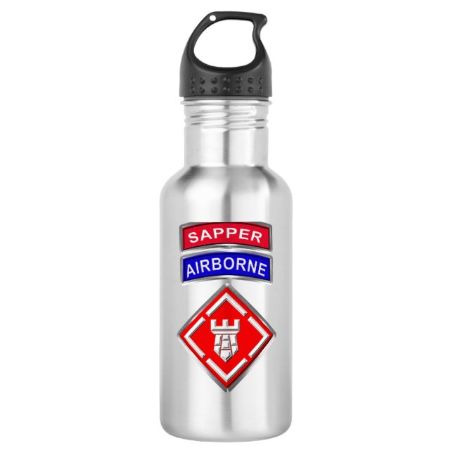 20th Engineer Brigade-Airborne Sapper Stainless Steel Water Bottle (Front)